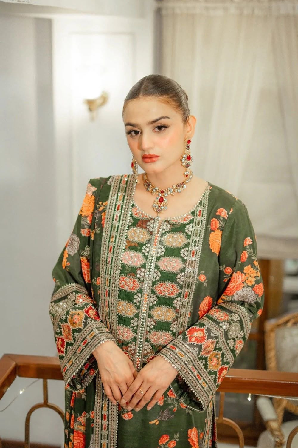 ANEELA’s PURE SILK WITH 4 side Lace Ready to Wear SILK DUPATTA