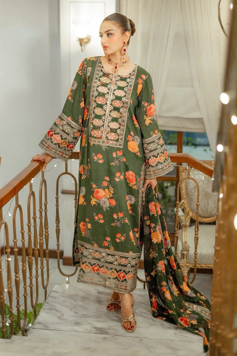 ANEELA’s PURE SILK WITH 4 side Lace Ready to Wear SILK DUPATTA
